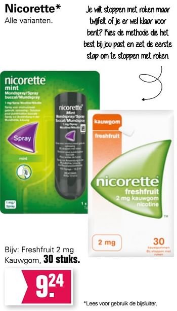 Promotions Nicorette freshfruit 2 mg kauwgom - Nicorette - Valide de 14/01/2021 à 30/01/2021 chez De Online Drogist
