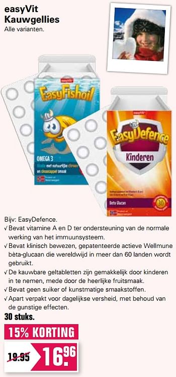 Promoties Easyvit kauwgellies easydefence - EasyVit - Geldig van 14/01/2021 tot 30/01/2021 bij De Online Drogist