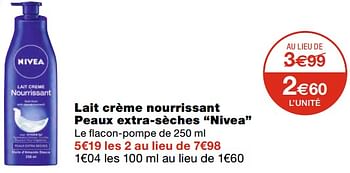 Promotions Lait crème nourrissant peaux extra-sèches nivea - Nivea - Valide de 20/01/2021 à 31/01/2021 chez MonoPrix