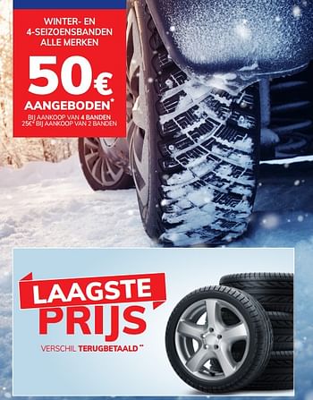 Promotions Winter- en 4-seizoensbanden alle merken 50€ aangeboden - Produit maison - Auto 5  - Valide de 14/01/2021 à 09/03/2021 chez Auto 5