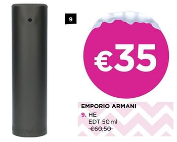 Promoties Emporio armani he edt - Emporio Armani - Geldig van 02/01/2021 tot 31/01/2021 bij ICI PARIS XL