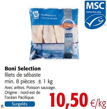 Promoties Boni selection filets de sébaste - Boni - Geldig van 13/01/2021 tot 26/01/2021 bij Colruyt