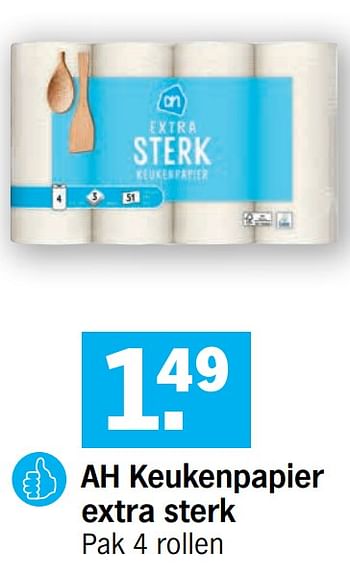 Promoties Ah keukenpapier extra sterk - Huismerk - Albert Heijn - Geldig van 18/01/2021 tot 24/01/2021 bij Albert Heijn