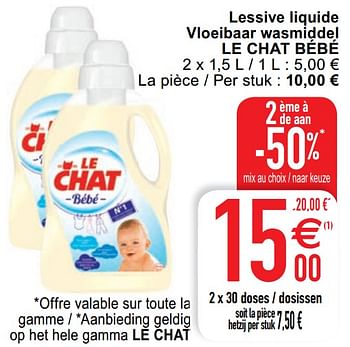 Le Chat Lessive Liquide Vloeibaar Wasmiddel Le Chat Be Be En Promotion Chez Cora