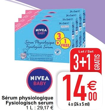 Promotions Sérum physiologique fysiologisch serum - Nivea - Valide de 19/01/2021 à 01/02/2021 chez Cora