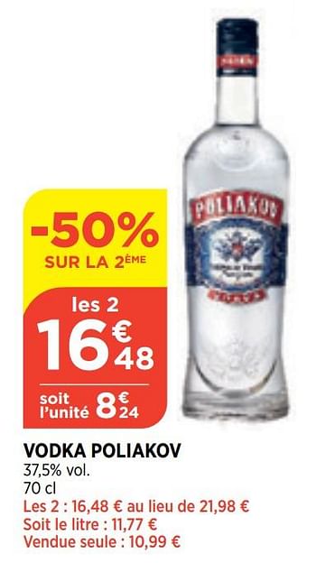 Promotions Vodka poliakov - poliakov - Valide de 20/01/2021 à 25/01/2021 chez Bi1