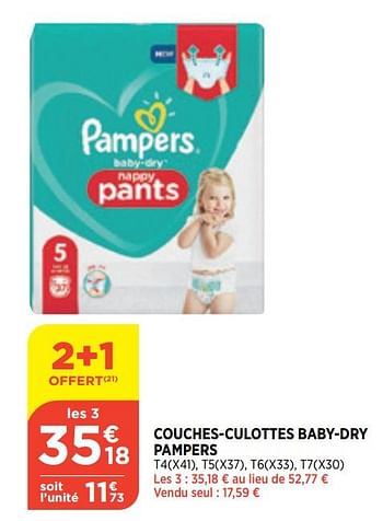 Promotions Couches-culottes baby-dry pampers - Pampers - Valide de 20/01/2021 à 25/01/2021 chez Bi1