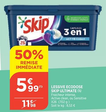 Promotions Lessive ecodose skip ultimate - Skip - Valide de 20/01/2021 à 25/01/2021 chez Bi1