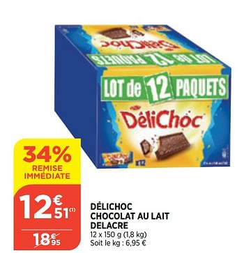 Promotions Délichoc chocolat au lait delacre - Delacre - Valide de 20/01/2021 à 25/01/2021 chez Bi1