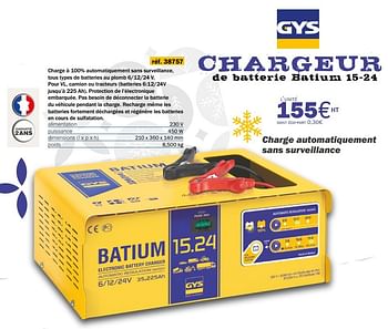 Promotions Gys chargeur de batterie batium 15-24 - GYS - Valide de 14/09/2020 à 31/03/2021 chez Master Pro