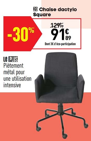Promotions Chaise dactylo square - Produit Maison - Conforama - Valide de 21/12/2020 à 25/01/2021 chez Conforama