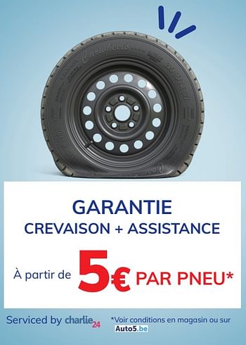 Promoties Garantie crevaison + assistance - Huismerk - Auto 5  - Geldig van 14/01/2021 tot 09/03/2021 bij Auto 5