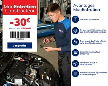 Promotions Monentretien constructeur -30€ - Produit maison - Auto 5  - Valide de 14/01/2021 à 09/03/2021 chez Auto 5