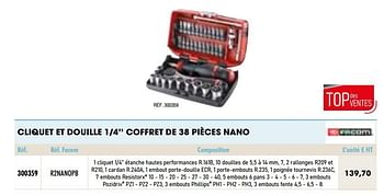 Promotions Cliquet et douille 1-4`` coffret de 38 pièces nano - Facom - Valide de 01/01/2021 à 31/12/2021 chez Master Pro