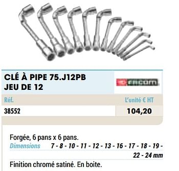 Promotions Clé à pipe 75.j12pb jeu de 12 - Facom - Valide de 01/01/2021 à 31/12/2021 chez Master Pro