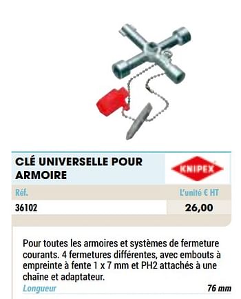 Promotions Clé universelle pour armoire - Knipex - Valide de 01/01/2021 à 31/12/2021 chez Master Pro