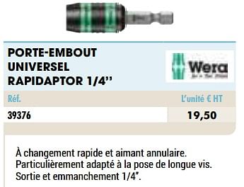 Promotions Porte-embout universel rapidaptor 1-4`` - Wera - Valide de 01/01/2021 à 31/12/2021 chez Master Pro