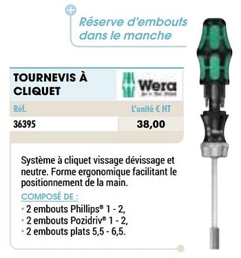 Promotions Tournevis à cliquet - Wera - Valide de 01/01/2021 à 31/12/2021 chez Master Pro