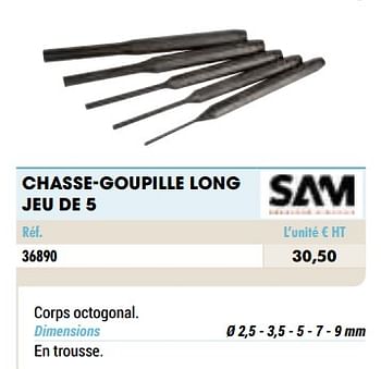 Promotions Chasse-goupille long jeu de 5 - SAM - Valide de 01/01/2021 à 31/12/2021 chez Master Pro