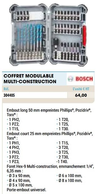 Promotions Coffret modulable multi-construction - Bosch - Valide de 01/01/2021 à 31/12/2021 chez Master Pro