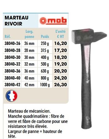 Promotions Marteau rivoir - MOB - Valide de 01/01/2021 à 31/12/2021 chez Master Pro