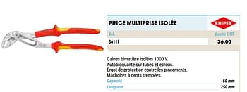 Promotions Pince multiprise isolée - Knipex - Valide de 01/01/2021 à 31/12/2021 chez Master Pro