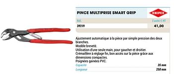 Promotions Pince multiprise smart grip - Knipex - Valide de 01/01/2021 à 31/12/2021 chez Master Pro