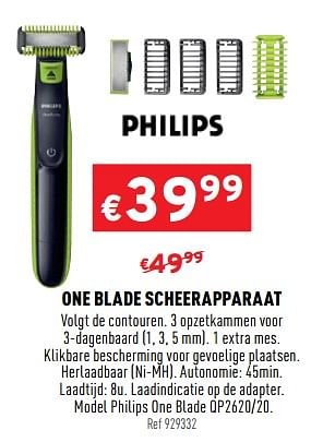 Promotions Philips One blade scheerapparaat - Philips - Valide de 20/01/2021 à 24/01/2021 chez Trafic