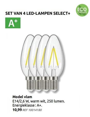 Promoties Set van 4 led-lampen select+ model vlam - Select Plus - Geldig van 27/01/2021 tot 08/02/2021 bij BricoPlanit