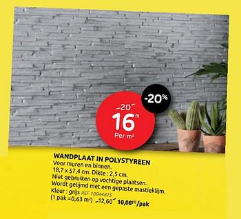 Promoties Wandplaat in polystyreen - Huismerk - BricoPlanit - Geldig van 27/01/2021 tot 08/02/2021 bij BricoPlanit