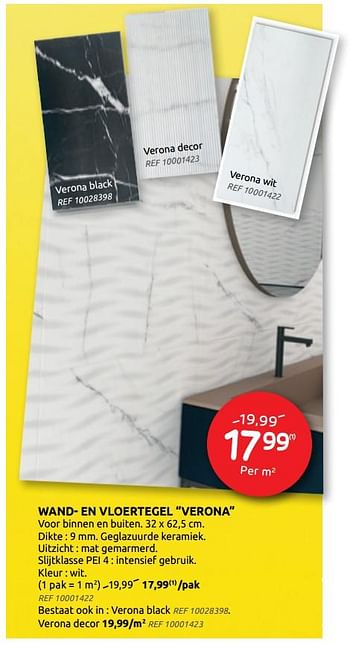 Promoties Wand- en vloertegel verona - Huismerk - BricoPlanit - Geldig van 27/01/2021 tot 08/02/2021 bij BricoPlanit