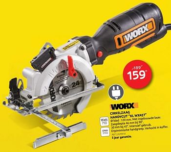 Promoties Worx cirkelzaag handycut xl wx427 - Worx - Geldig van 27/01/2021 tot 08/02/2021 bij BricoPlanit