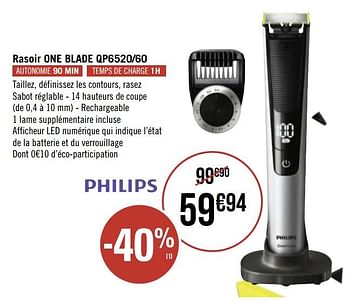 Promotions Philips rasoir one blade qp6520-60 - Philips - Valide de 20/01/2021 à 16/02/2021 chez Géant Casino