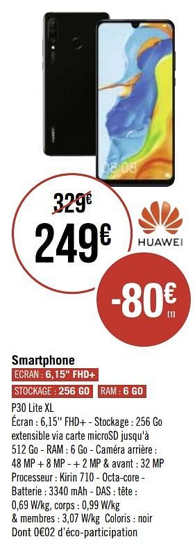 Promotions Huawei smartphone p30 lite xl - Huawei - Valide de 20/01/2021 à 16/02/2021 chez Géant Casino