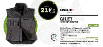Promotions Gilet ripstop gaspar - Singer - Valide de 14/09/2020 à 31/03/2021 chez Master Pro