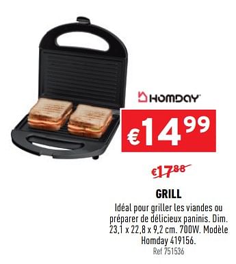 Promoties Homday grill - Homday - Geldig van 20/01/2021 tot 24/01/2021 bij Trafic