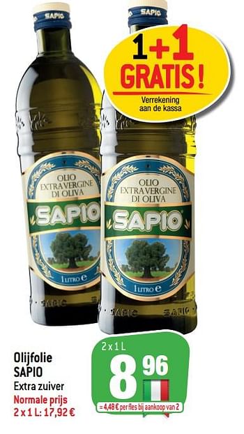 Promotions Olijfolie sapio - Sapio - Valide de 20/01/2021 à 26/01/2021 chez Match