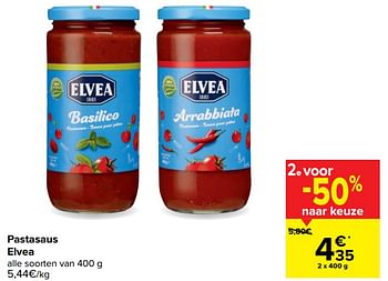 Promoties Pastasaus elvea - Elvea - Geldig van 20/01/2021 tot 01/02/2021 bij Carrefour
