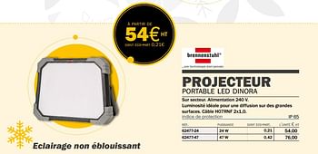 Promotions Projecteur portable led dinora - Brennenstuhl - Valide de 14/09/2020 à 31/03/2021 chez Master Pro