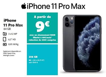 Promotions Apple iphone 11 pro max 256 gb - Apple - Valide de 19/01/2021 à 05/02/2021 chez Base