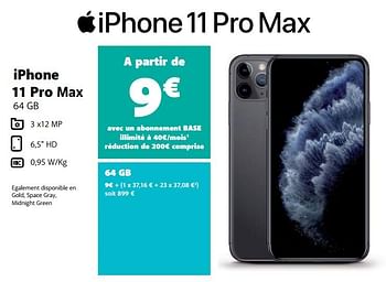 Promotions Apple iphone 11 pro max 64 gb - Apple - Valide de 19/01/2021 à 05/02/2021 chez Base