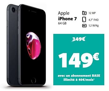 Promotions Apple iphone 7 64 gb - Apple - Valide de 19/01/2021 à 05/02/2021 chez Base