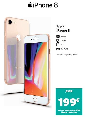 Promotions Apple iphone 8 - Apple - Valide de 19/01/2021 à 05/02/2021 chez Base