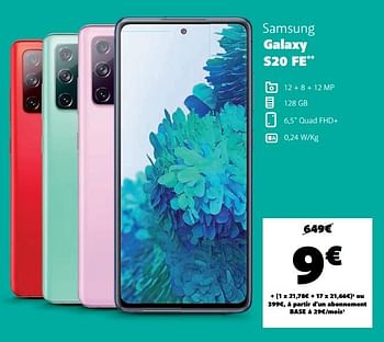 Promotions Samsung galaxy s20 fe - Samsung - Valide de 19/01/2021 à 05/02/2021 chez Base