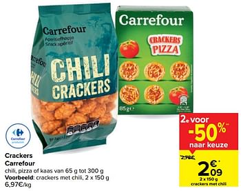 Promoties Crackers met chili - Huismerk - Carrefour  - Geldig van 20/01/2021 tot 01/02/2021 bij Carrefour