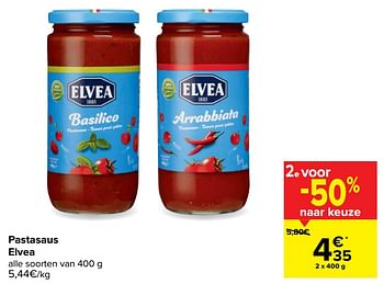 Promotions Pastasaus elvea - Elvea - Valide de 20/01/2021 à 01/02/2021 chez Carrefour