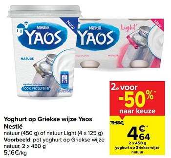 Promoties Pot yoghurt op griekse wijze natuur - Nestlé - Geldig van 20/01/2021 tot 01/02/2021 bij Carrefour