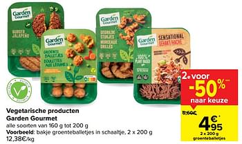 Promotions Vegetarische producten garden gourmet bakje groenteballetjes in schaaltje - Garden Gourmet - Valide de 20/01/2021 à 25/01/2021 chez Carrefour