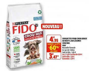 Promotions Croquettes pour chien adilte au boeuf + aux légumes croq`mix fido - Purina - Valide de 20/01/2021 à 31/01/2021 chez Coccinelle