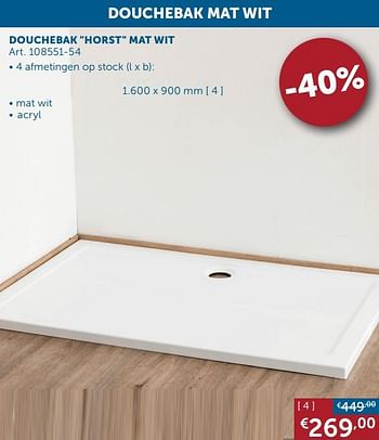 Promoties Douchebak horst mat wit - Huismerk - Zelfbouwmarkt - Geldig van 26/01/2021 tot 01/03/2021 bij Zelfbouwmarkt
